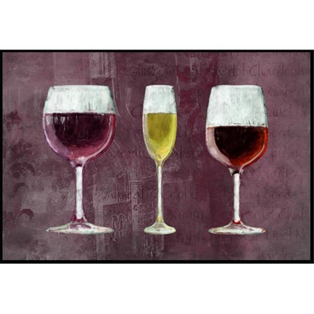Carolines Treasures Three Glasses of Wine Purple Indoor or Outdoor Mat SB3073JMAT